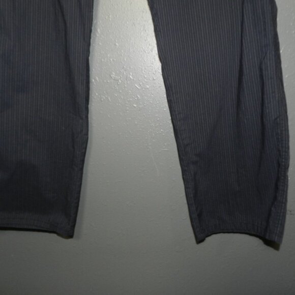 Calvin Klein Mens Navy Striped Cotton Button Full Leg Dress Pants Size 33X30 - Picture 2 of 10